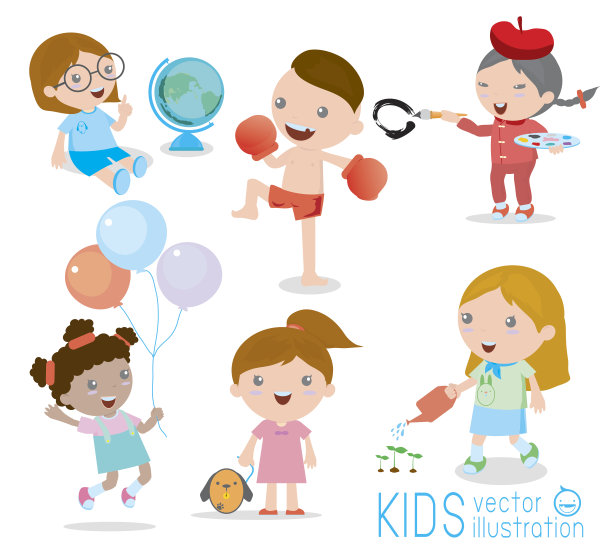 孩子的玩耍和生活方式，矢量插图图片下载