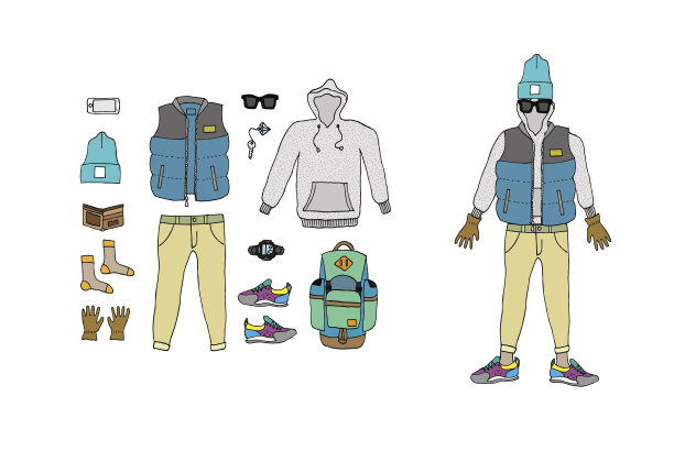 时尚流行的外观。孤立。向量。图片下载