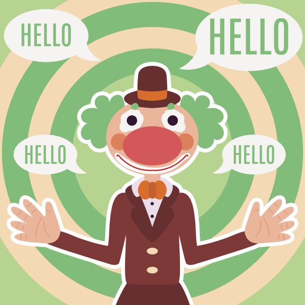 背景与快乐的问候小丑服装，文字空间图片下载