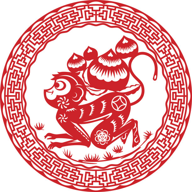 大桃子上的猴子插图图片下载