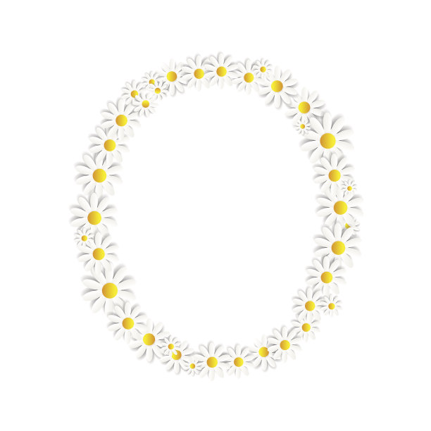 植物雏菊设计字母矢量插图图片下载