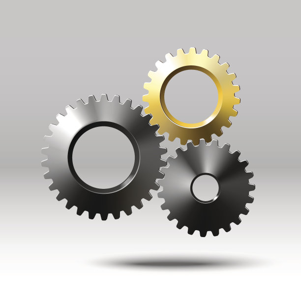 逼真的金色齿轮和金属齿轮图片下载