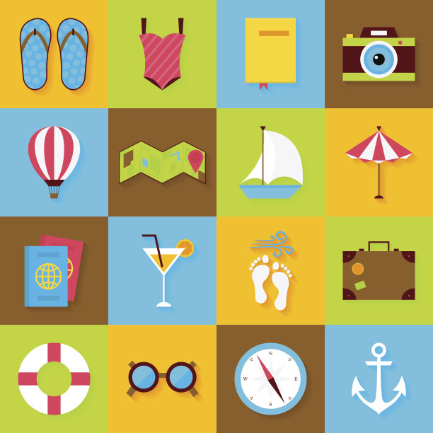 扁平风格夏季元素合集图片下载