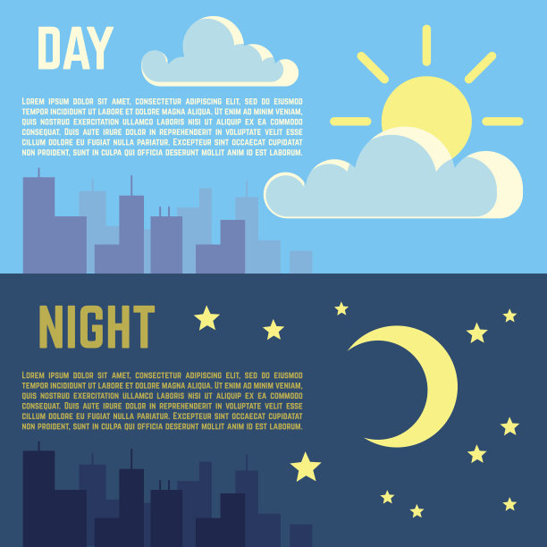 白天和黑夜矢量横幅平太阳月亮符号图片下载