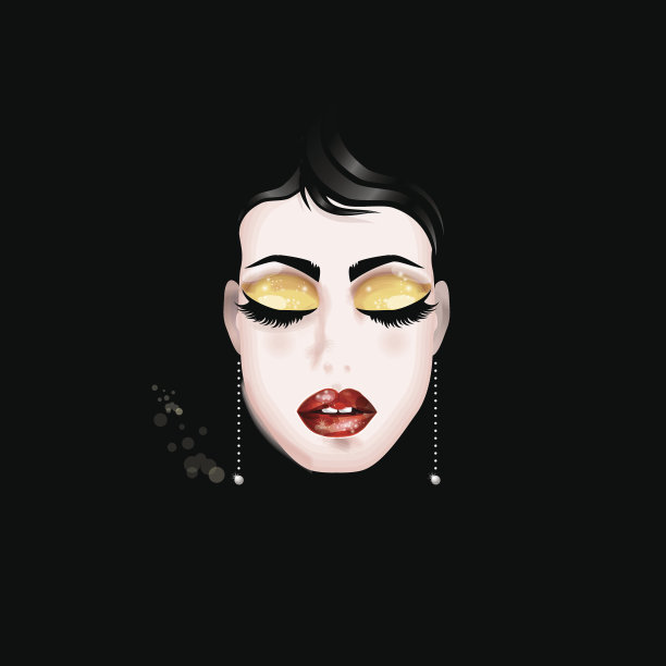 一个美丽的女人的肖像在黑色的背景图片下载