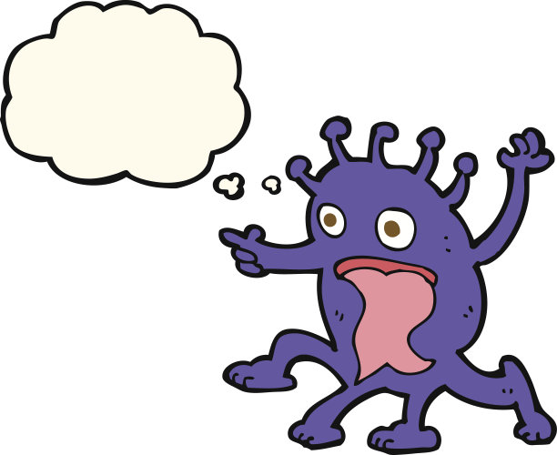 卡通怪异的小外星人与思想泡泡图片下载