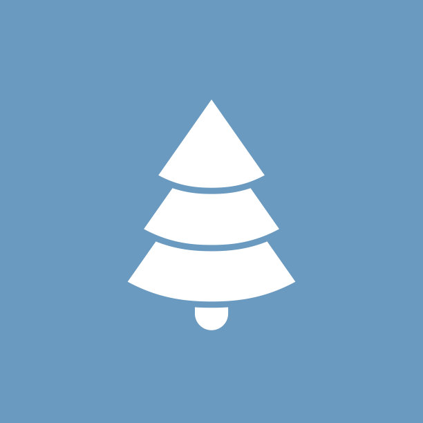 圣诞树图标，白色的蓝色背景图片下载