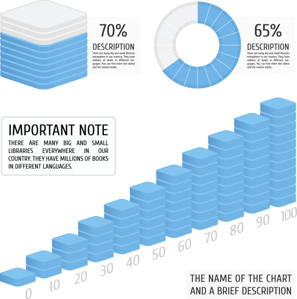 一组蓝色图表。图片下载