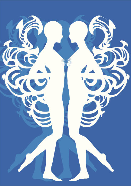 抽象的女孩在蓝色图片下载