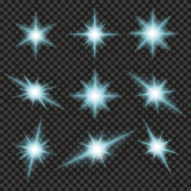 向量组发光的光与闪光爆发在透明图片下载