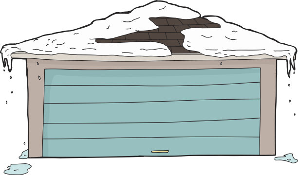 屋顶有雪的车库图片下载