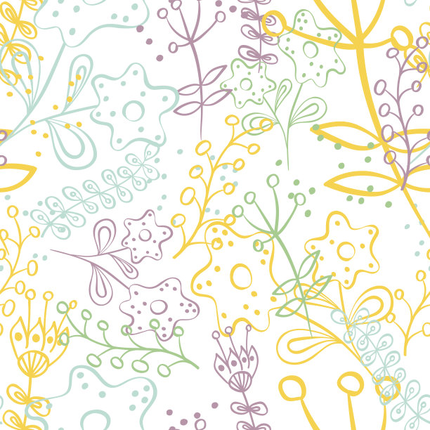 无缝图案与涂鸦花。图片下载