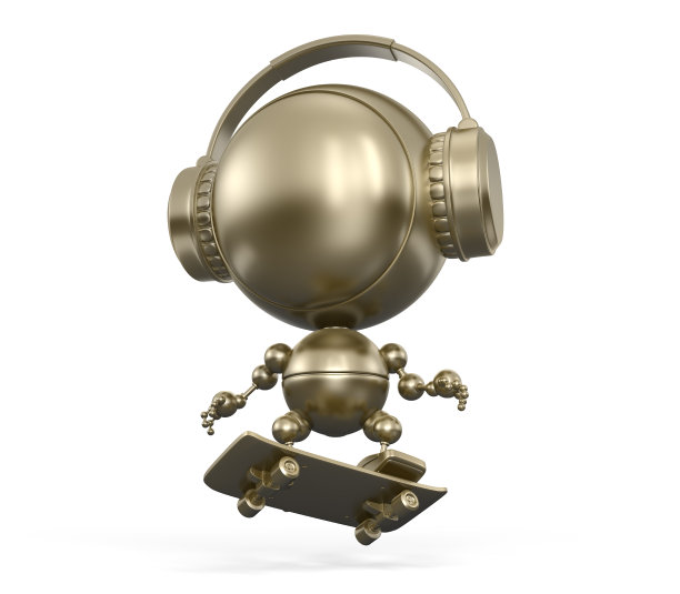 酷的黄金模型的滑板在空中图片下载