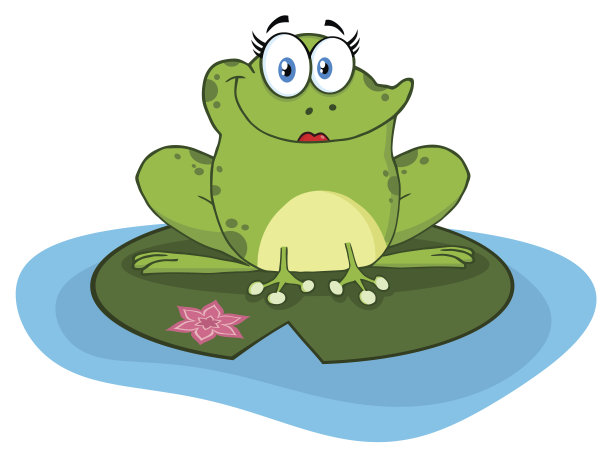 池塘里的青蛙女卡通吉祥物图片下载