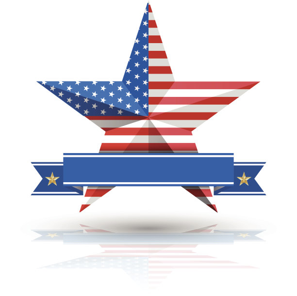 白色背景上的大明星美国国旗。图片下载