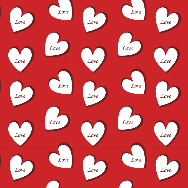 爱心无缝图案上的红色背景图片下载
