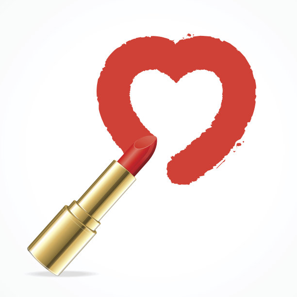 红色口红的心。向量图片下载