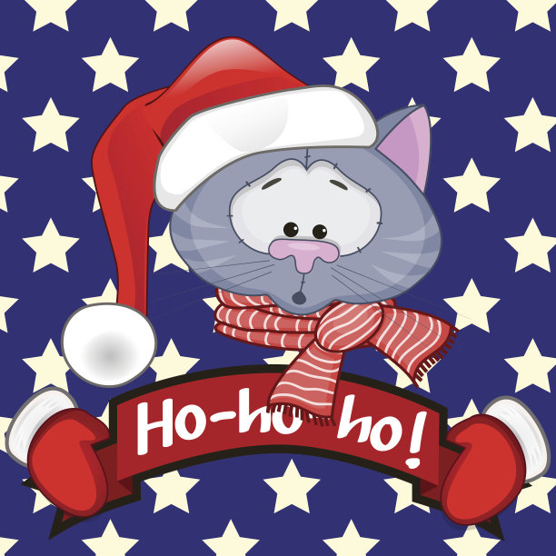 圣诞老人的猫图片下载