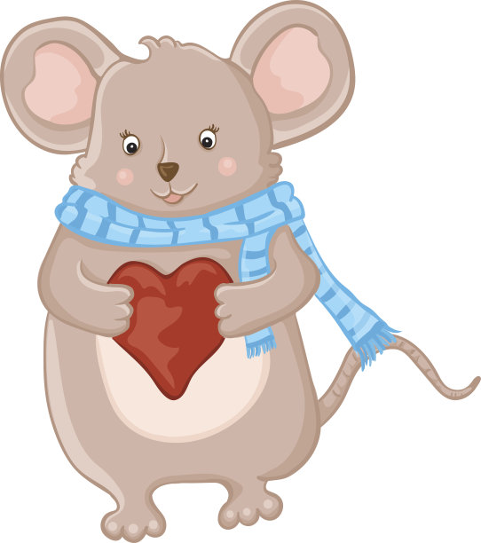 可爱的心形老鼠。图片下载