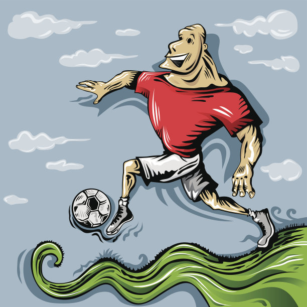 强足球运动员，奔跑(矢量艺术)图片下载