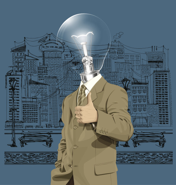 矢量灯头商人表现得很好图片下载