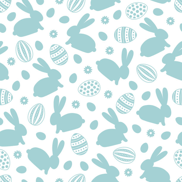 复活节无缝图案有花、蛋和兔子图片下载