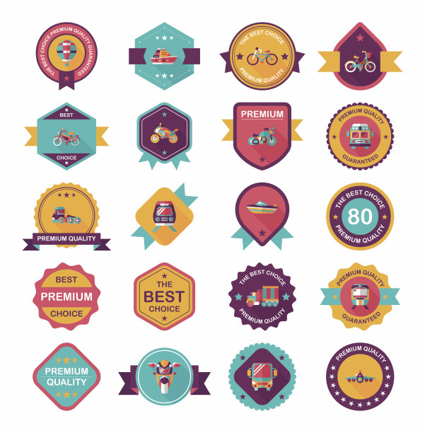 交通徽章平面设计背景集，eps10图片下载