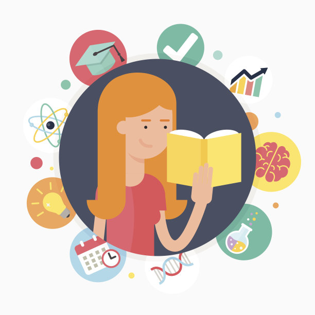 女人看书，矢量插画平面风格图片下载