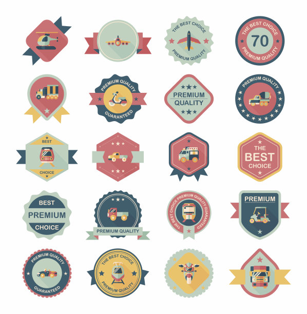 交通徽章平面设计背景集，eps10图片下载