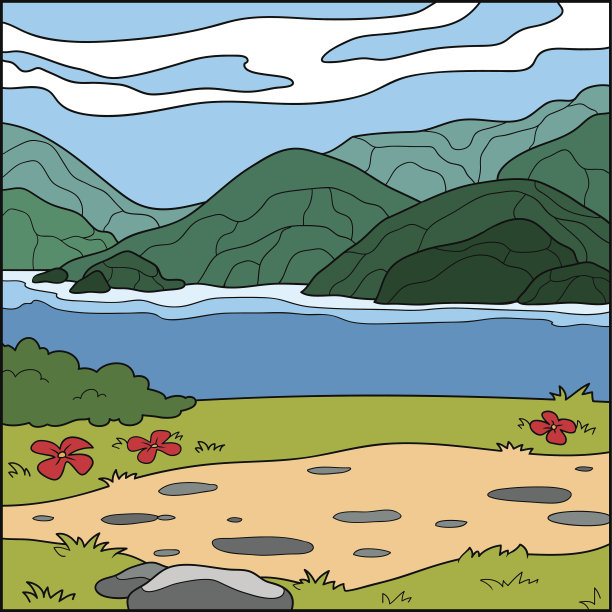 矢量图，自然背景(山和海)图片下载