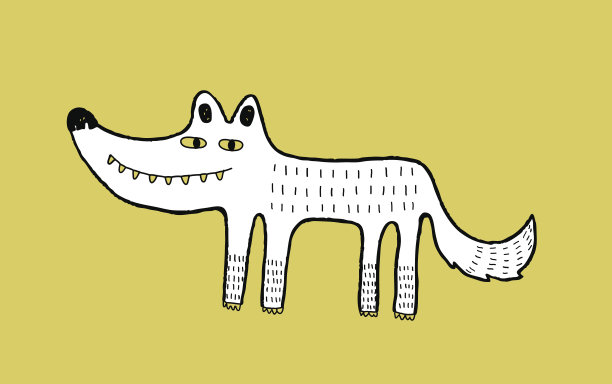 狼手工墨水矢量插图图片下载