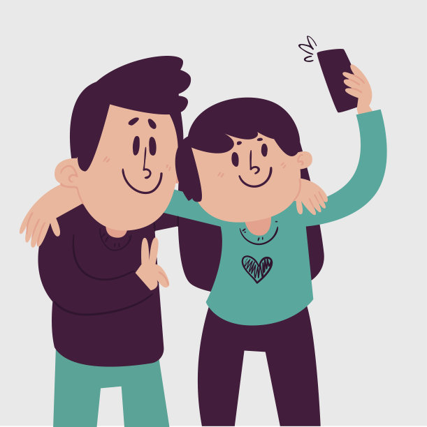 一对可爱的情侣在自拍图片下载