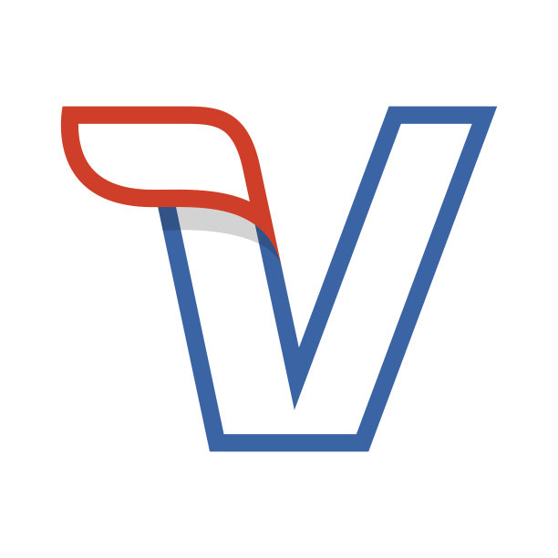 带红色翅膀的字母V图标图片下载