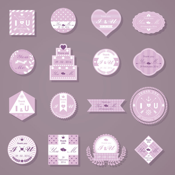 一套婚礼装饰贴纸图片下载