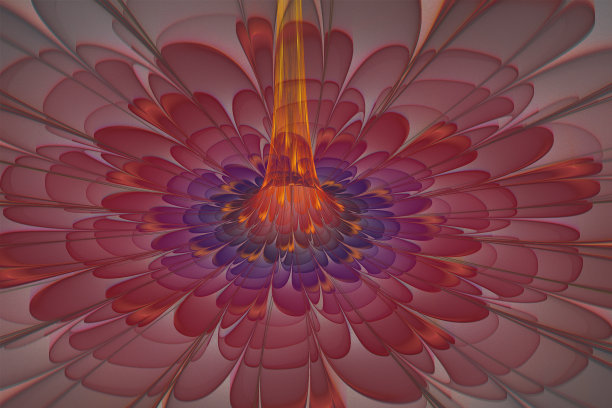 有黄色中心的彩色分形花图片下载