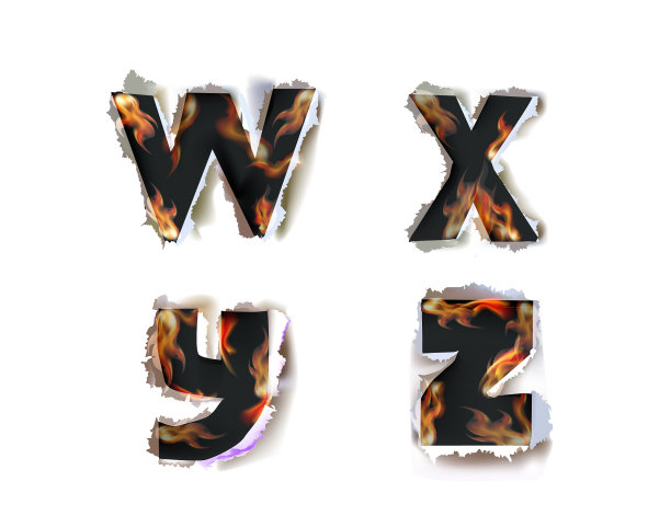 撕纸集字母表和火焰图片下载