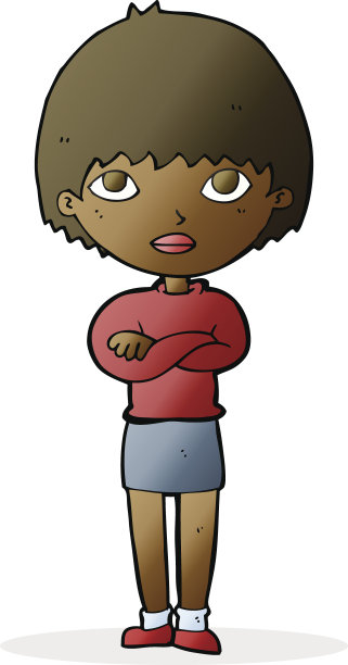 抱着双臂的卡通女人图片下载