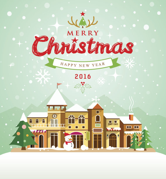 圣诞贺卡。圣诞快乐的房子字母图片下载