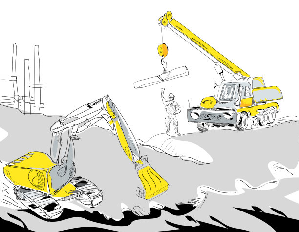 挖掘机和起重机图片下载