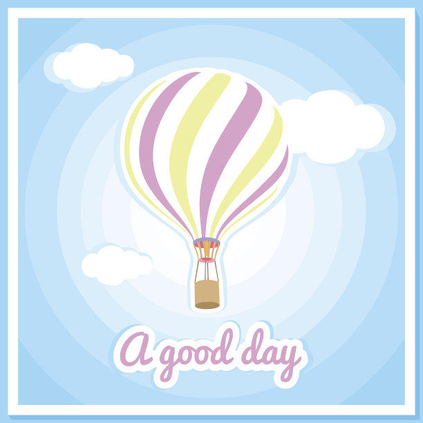 矢量插图的一个热气球，云。美好的一天。图片下载