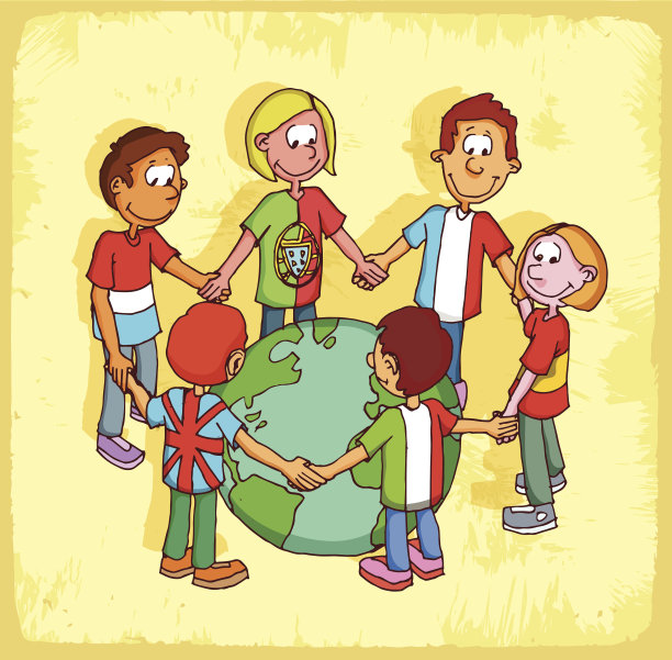 卡通世界行星插图图片下载