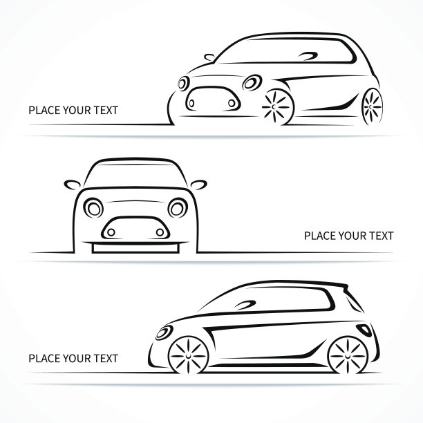 一套现代紧凑型汽车剪影图片下载