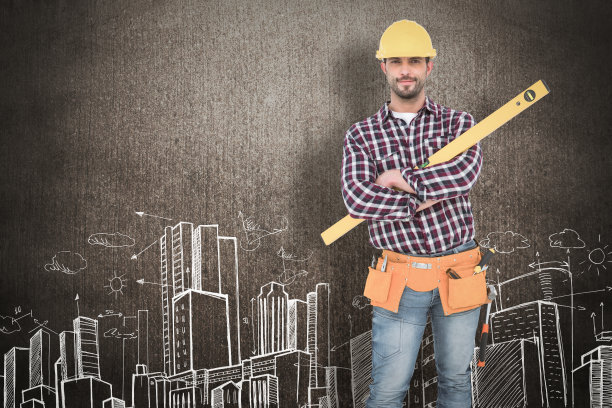 笑容可掬的勤杂工精神水平的合成图像图片下载