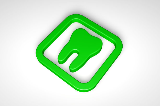 绿色牙齿图标孤立的白色背景3d渲染图片下载