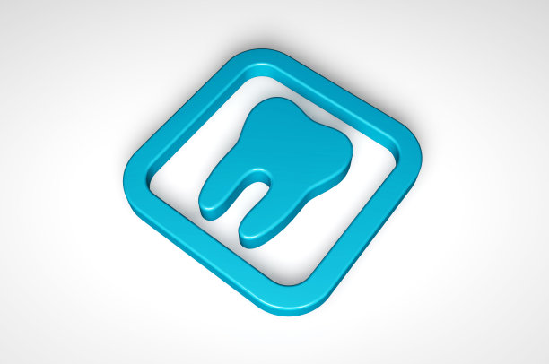 蓝色牙齿图标孤立的白色背景3d渲染图片下载