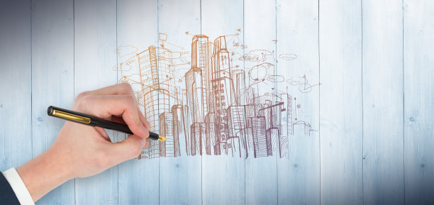 手握钢笔的合成图像图片下载