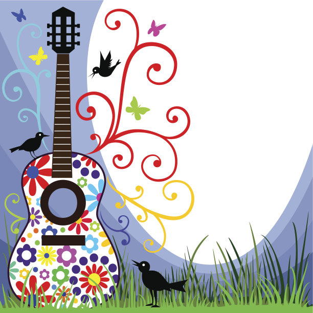 草地上的吉他图片下载