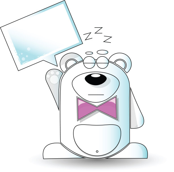 昏昏欲睡的北极熊带着白色标志的卡通插图图片下载