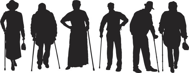 矢量剪影老人。图片下载