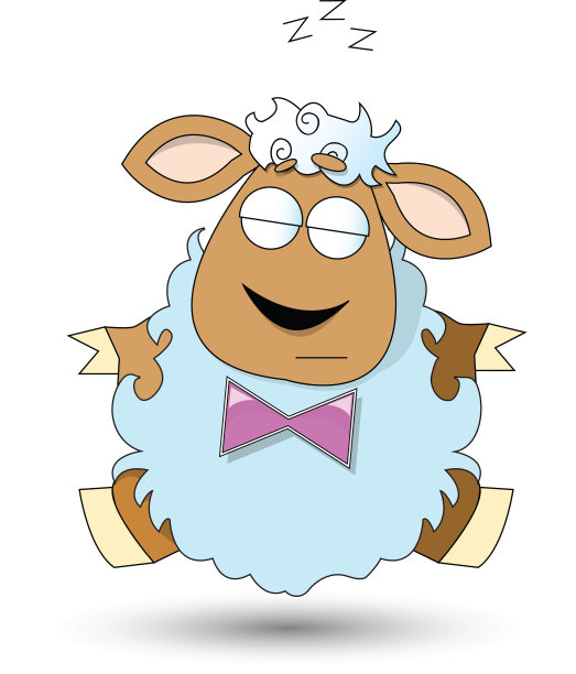 困倦的羊的卡通插图图片下载